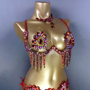 Reggicalze in filo metallico con perline per Samba, Carnevale, EDC, Rave, Passista, Pageant, Cabaret, Teatro di Broadway, Mardi Gras, Vegas, Performance da Showgirl - Product Image 2