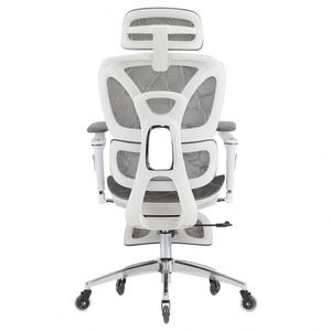 Chaise de bureau grise haut de gamme avec appui-tête et dossier réglables, design moderne, chaise en maille avec base en métal, vente en gros - Product Image 5