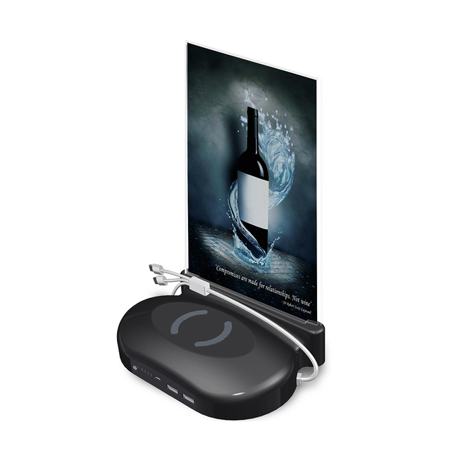Fast Charging 10000mAh Portable Menu  Wireless Charger Mobile Power Bank for Restaurant Charging