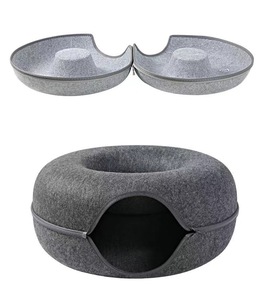 Manufactured Good Quality Pet Cave Removable Zipper Cat House Relieve Anxiety Donuts Tunnel <b>Bed</b> for Cat - Product Image 2