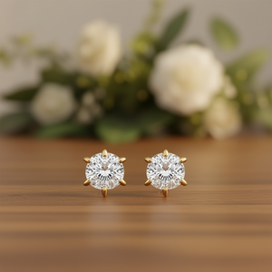 Orecchini a perno in zircone oro rosa, taglio brillante rotondo, montatura a griffe, gioielli classici da donna, regalo, lega placcata oro 18K - Product Image 2