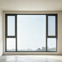 Ventana Abatible de Aluminio con Vidrio Templado de Seguridad, Marco Delgado, Fácil de Limpiar, Insonorizada y a Prueba de Polvo, Directo de Fábrica, para Entrada