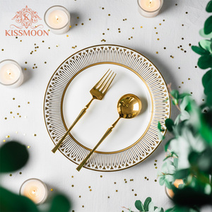 Assiette <span class=keywords><strong>de</strong></span> présentation moderne en plastique, résistante au lave-vaisselle, style européen, dorée, <span class=keywords><strong>de</strong></span> luxe, pour banquets, mariages, hôtels, restaurants, <span class=keywords><strong>service</strong></span> <span class=keywords><strong>de</strong></span> dîner - Product Image 2