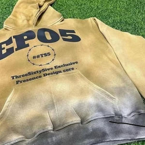 Sudaderas con capucha de hombre lavadas con ácido de gran tamaño con estampado serigrafiado pesado de algodón 100% personalizado para hombre - Product Image 3