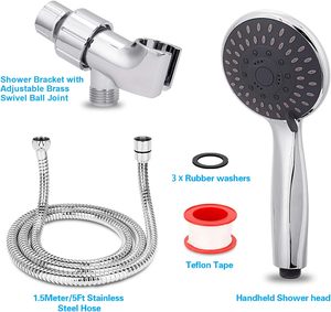 Kit de Douche Chromé Dissimulé en Plastique, Ensemble de Douche à Main 5 Fonctions, Accessoire de Bain Durable pour Hôtel, Appartement, Salle de Bain - Product Image 3