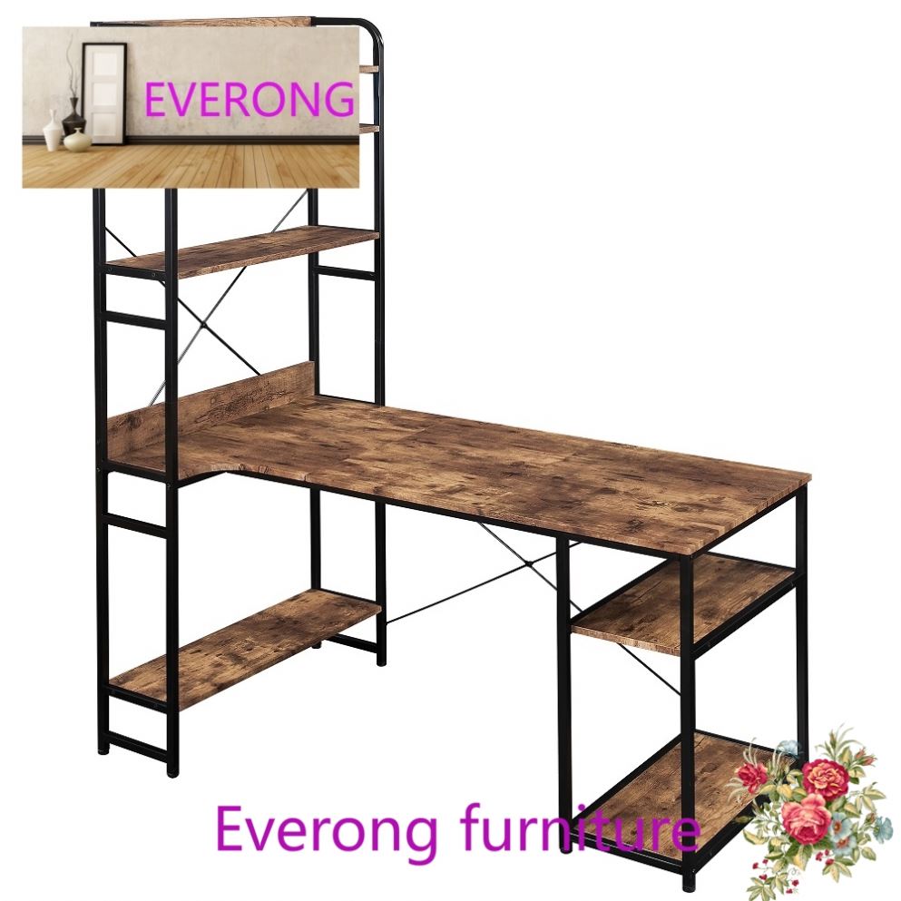 Промышленный компьютерный стол металлический каркас и доска из МДФ с книжной полкой для хранения рабочего стола домашний офис