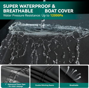Copertura per <span class=keywords><strong>Barca</strong></span> a Fondo Piatto OBD a 5 Strati, Utilizzabile per Ormeggio/Trascinamento, Anti-UV, Antivento, Super Impermeabile 300D, Lunghezza 18'-20' - Product Image 4