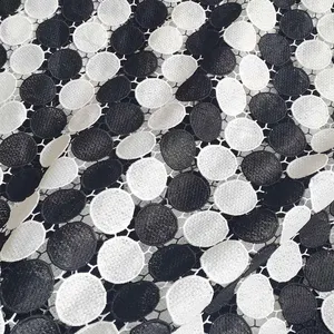 織りネット黒と白の刺繍生地工場卸売
