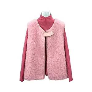 Women Lady Lamb Wool Fur Winter Vest Coat Female Girl Warm Sheep Shearling Waistcoat JT3269