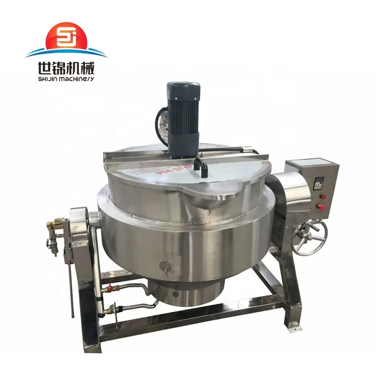 Gas glycerin heating electric oil heating manual tilting cooking mixer double steam jacketed kettle with stirrer