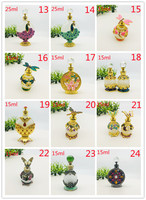 Bouteilles d'attar fantaisie en alliage or noir 15ml avec bâton en verre bouteille d'huile de parfum en verre en Stock