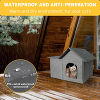 Maison pour chat en bois respirante et résistante aux intempéries, utilisable en extérieur/intérieur, abri pliable et chaud pour chats errants, tapis doux amovible, espace de vie mobile