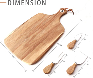 Mini plato para servir queso de madera de acacia de fábrica, juego de tabla de cortar de madera, tabla de queso personalizada, tabla de madera con cuchillo para queso - Product Image 4