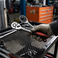 Jeu de clés à douille industrielles en acier allié CR-V, clé à cliquet bidirectionnelle, support de rangement portable, outil de réparation automobile