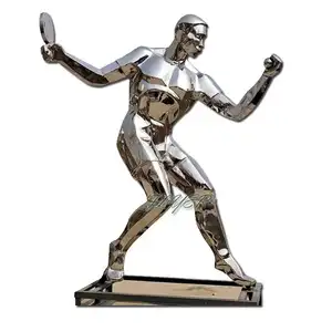 Urban Sports Modern Life Size Human Statue Abstract Human Nude Stainless Steel Outdoor Sculpture