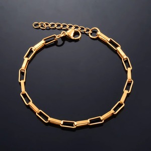 Pulsera de Cadena de Acero Inoxidable, Chapada en Oro, Tono Plateado, Diseño Clásico de Eslabones, Joyería Unisex, Pulseras Geométricas de Metal - Product Image 2