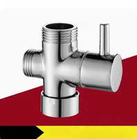 Robinet de douche à 3 voies en chrome électrolytique avec adaptateur en T et vanne de dérivation à ouverture rapide pour hôtels et toilettes – Garantie 3 ans