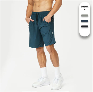 Nuevos pantalones cortos de baloncesto con logotipo gratuito para hombre, ropa deportiva para correr, gimnasio de verano, pantalones cortos reflectantes informales holgados para hombre con bolsillos con cremallera - Product Image 1