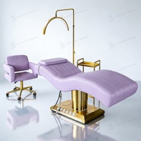 Lit de beauté électrique moderne incurvé pour cils, table de massage réglable à 3 moteurs pour salon de beauté, ensemble lit facial et pour extensions de cils