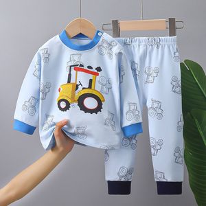 Set pakaian tidur anak laki-laki, piyama kartun 2025 katun baru, setelan 2 potong Pjs lembut, Set piyama anak-anak musim dingin bayi 100%