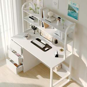 Adjustable 60-Inch White <strong>Computer</strong> <strong>Table</strong> with <strong>3</strong> Drawers Convertible Desk Hutch for Small Bedrooms Study Spaces for Home Office - Product Image 4