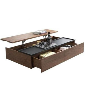 Tavolino <span class=keywords><strong>da</strong></span> Caffè Moderno Nero con Doppio Cassetto e Piano Scorrevole - Product Image 5