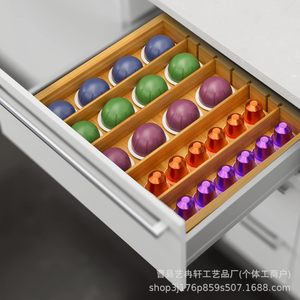 Support à capsules de café en bambou 32x27.5x6cm, organiseur de bureau pour tiroir de rangement de cuisine, comptoir, support à capsules de thé - Product Image 3