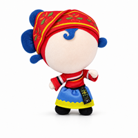 Vêtements de poupée mascotte en peluche de style ethnique personnalisé, avec foulard brodé, chemisier et jupe, pour habillage de jouets en peluche de personnages culturels