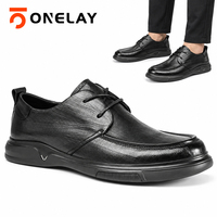 Chaussures en cuir véritable lisse noir pour hommes, durables, classiques, pour le bureau, vente en gros, logo personnalisé