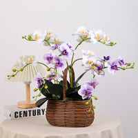 Vraie fleur d'orchidée de contact 2 branches avec des feuilles de haute qualité fleur blanche maison mariage décoration fausses fleurs orchidée artificielle