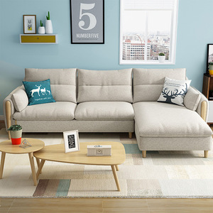 Nordic Modern Detachable Washable Fabric Corner Sofa Three Seater Latex Combined Sofa For Bedroom Apartment Small Home - Product Image 2