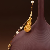 Collier en alliage de résine TANGPEI, inspiré des créateurs, nouveau style chinois, motif lune filigrané, pendentif gourde brossé or, chaîne de clavicule
