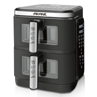 Friteuse à air chaud AKANE 2800W à double panier grande capacité avec 5,5L + 5,5L et circulation d'air chaud à 360 degrés pour usage domestique