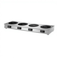 Cuisinière à induction électrique commerciale de comptoir F-288Q à 4 brûleurs, 2000W, contrôle progressif, en acier inoxydable, étanche, pour fondue
