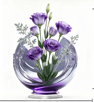 Ornamen Meja Akrilik Pola 2D Datar Tulip Ungu Dekorasi Rumah Dalam & Luar Ruangan Seni Dekoratif Multifungsi