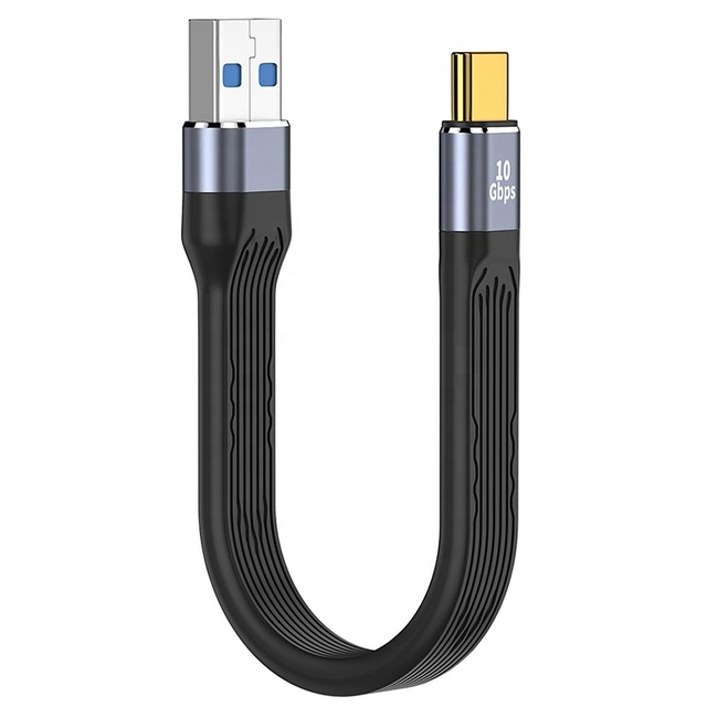 Xput Short FPC Flat USB3.1 Gen2 USB a to Type C Cable 10Gbps High Speed Data Transfer 3A 60W PD Fast Charging Wire for Laptop