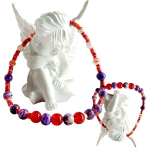 Perles d'huître rouge épineuse avec flocon de neige Quartz fantôme et pendentif en pierre précieuse onyx rouge Charoite Méditer Cadeau pour les femmes - Product Image 6