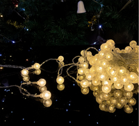 Wiederaufladbare LED-Lichterkette mit Kristallkugeln und Timer für Innenräume, Schlafzimmer, Weihnachtsbaum, Hochzeit und Partydekoration
