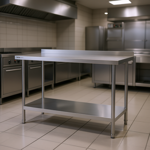 Table de travail en acier inoxydable Vevor 24 x 48 pouces, hauteur réglable, table de préparation pour restaurant, cuisine commerciale avec étagère inférieure - Product Image 2