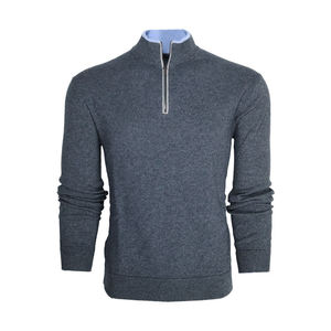 Pulls en coton à col montant pour hommes, personnalisés et imprimés en gros, pour le golf, à rayures, chauds pour l'automne, écologiques - Product Image 2