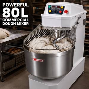 Pétrin à spirale commercial 80L, capacité de pétrissage, double vitesse, pour boulangerie, pizzeria, restaurant, impastatrice à spirale - Product Image 5