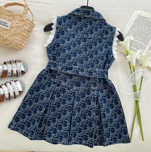 Nuovo Stile Estivo 2025 per Ragazze - Vestito in Denim per Bambine con Bordo in Pizzo, Abito Estivo per Bambine - Product Image 5