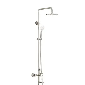 F-8007 in acciaio inox spazzolato tondo soffione doccia a mano rubinetto tenuto in mano bagno doccia set per bagno