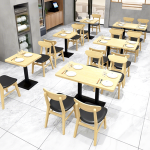 Table de salle à manger moderne en bois massif avec chaises - Prix usine - Mobilier commercial pour restaurants, clubs, fast-foods et bars - Product Image 1
