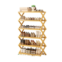 Étagère à chaussures pliable en bambou sans assemblage, présentoir à plantes pliable, organisateur de chaussures à 5 niveaux, range-chaussures en bambou