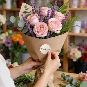 Wholesale 1.5 Inch Round Thank You Stickers Roll 1000 Pcs Morandi <b>Waterproof</b> Custom Logo Small Business Gift Packaging <b>Labels</b> - Product Image 2