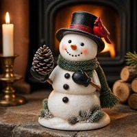 Figurine de bonhomme de neige de Noël en résine, décoration de table, oiseau cardinal, décoration d'intérieur pour les fêtes d'hiver