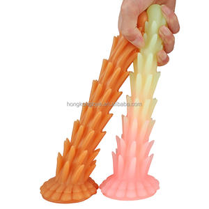 Wholesale Adult Sex Toys Hedgehog <b>Dildo</b> Suction Cup Soft Liquid Silicone Gradient Colors Glowing Dark Feature for Shop Supply - Product Image 4