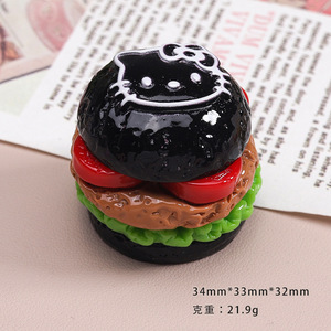 Aksesoris Resin Makanan Kartun Lucu 3D KT Cat Hamburger Charm DIY Jepit Rambut Gantungan Kunci Sepatu Casing Ponsel Ipadcase Kerajinan - Product Image 2
