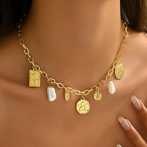 European American Style Geometric <b>Necklace</b> Zinc Alloy Pendant Design Women's Fashion Jewelry Party Wear - Product Image 3